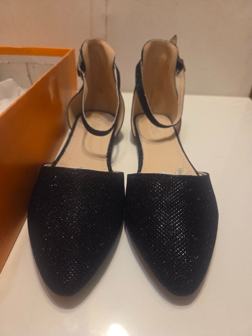 New in Box Black Sparkly Flats